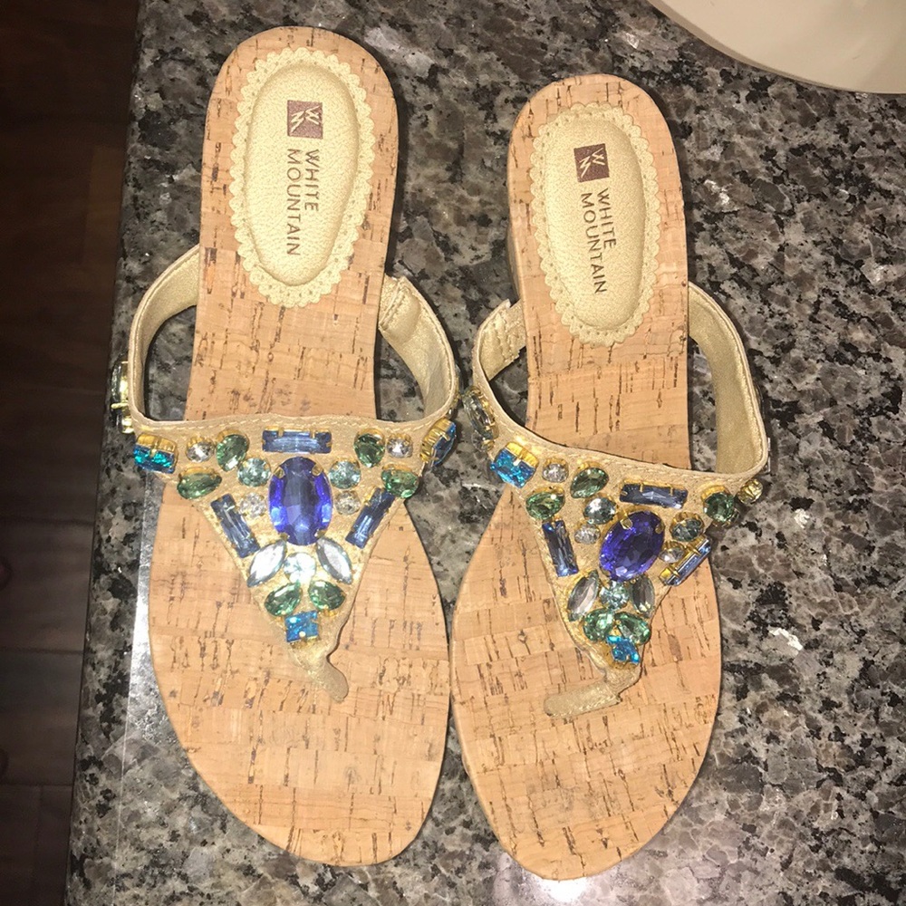 Sandals with color stone blue purple green lite bl